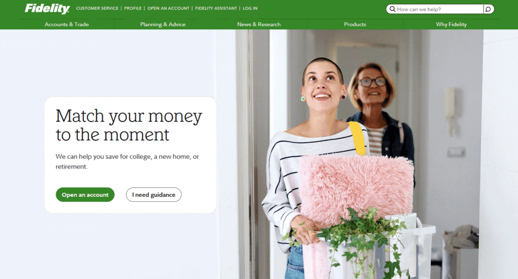 Fidelity homepage