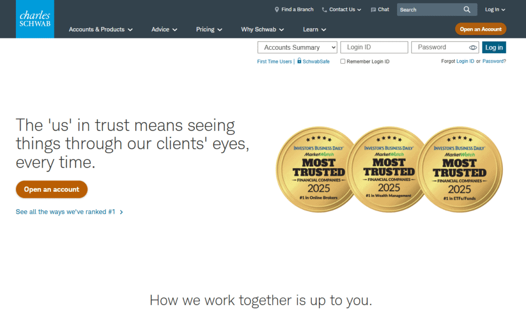 Charles Schwab homepage