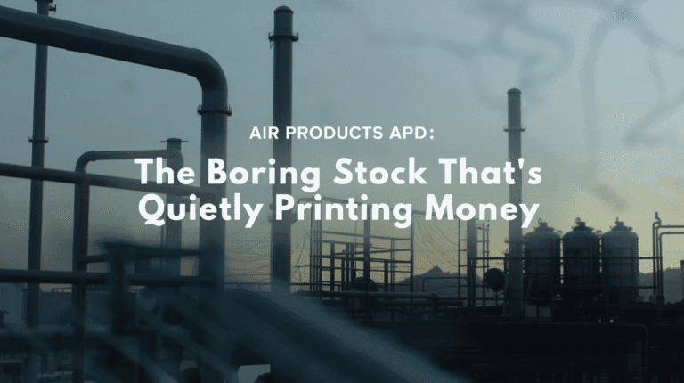 Air Products stock analysis featured image showing industrial plant and cash overlay, representing steady dividend growth