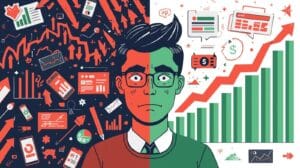Stock market analysis and investment stress illustration.