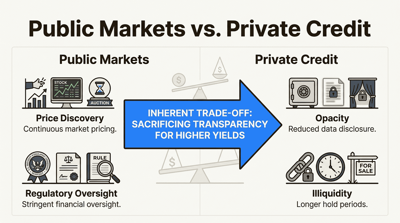 Understanding the trade-off between yield and transparency is crucial for avoiding sudden, unexpected losses in opaque private markets.