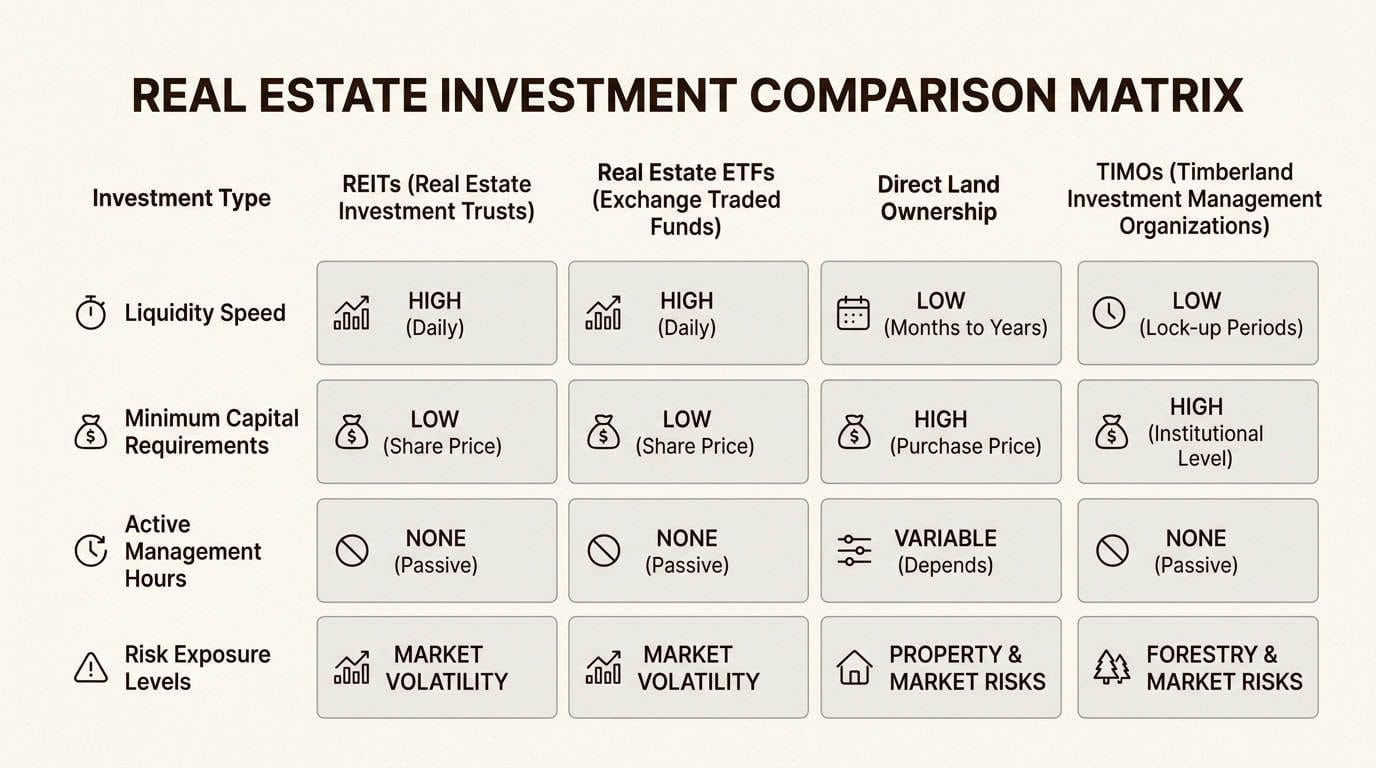 Evaluating these four key factors allows you to balance the ease of stock-market liquidity against the control of physical land ownership.