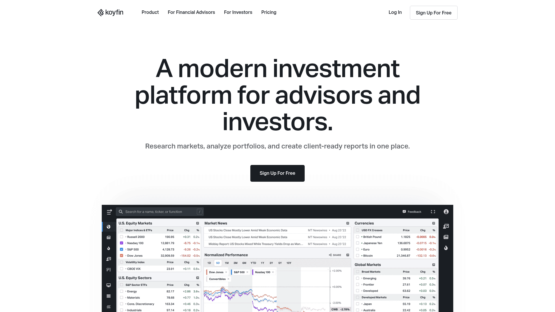 Koyfin research platform with fundamental analysis tools