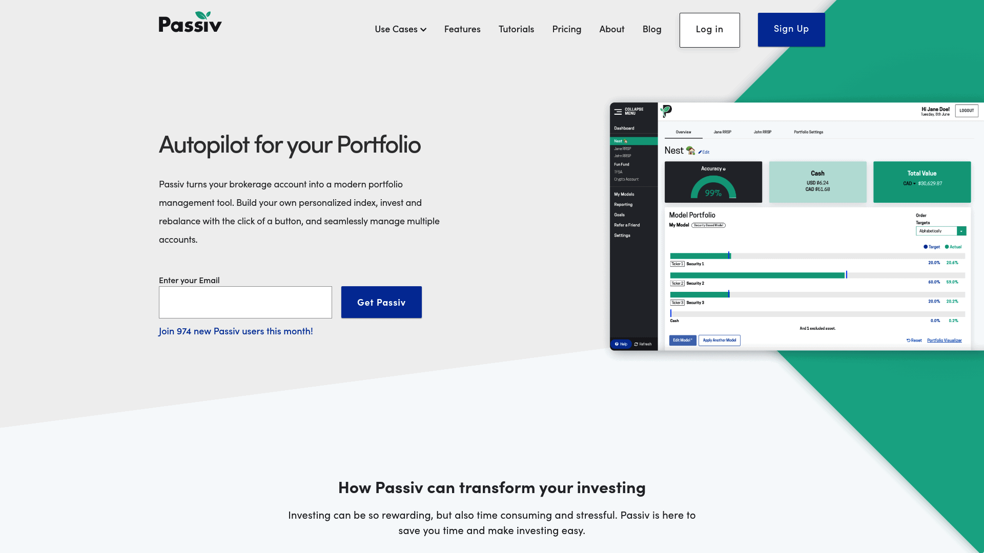 Passiv portfolio rebalancing tool for automated allocation management