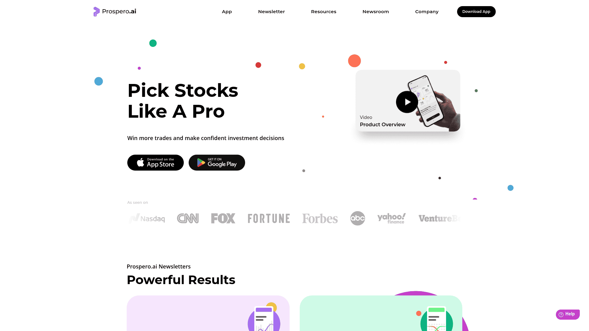 A screenshot of Prospero.ai's landing page.