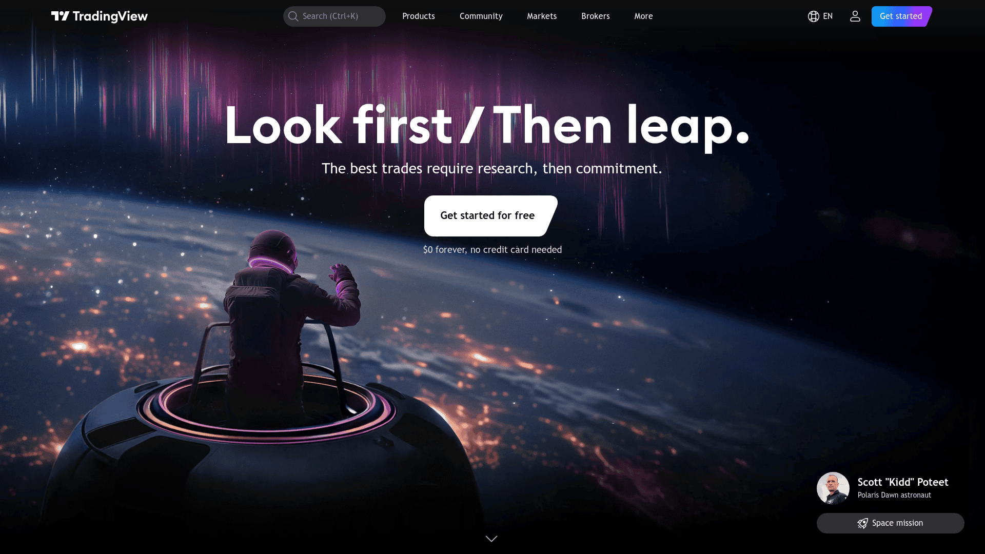 A screenshot of TradingView's landing page.