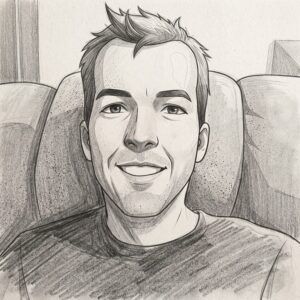 Pencil sketch portrait of Adam, founder of The Witty Investor