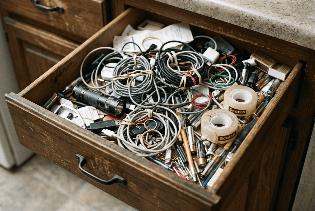 A crowded household drawer, the starting point for an ownership audit